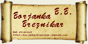 Borjanka Breznikar vizit kartica